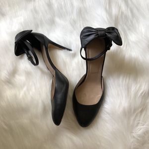 Leather Heels with Bow Detail